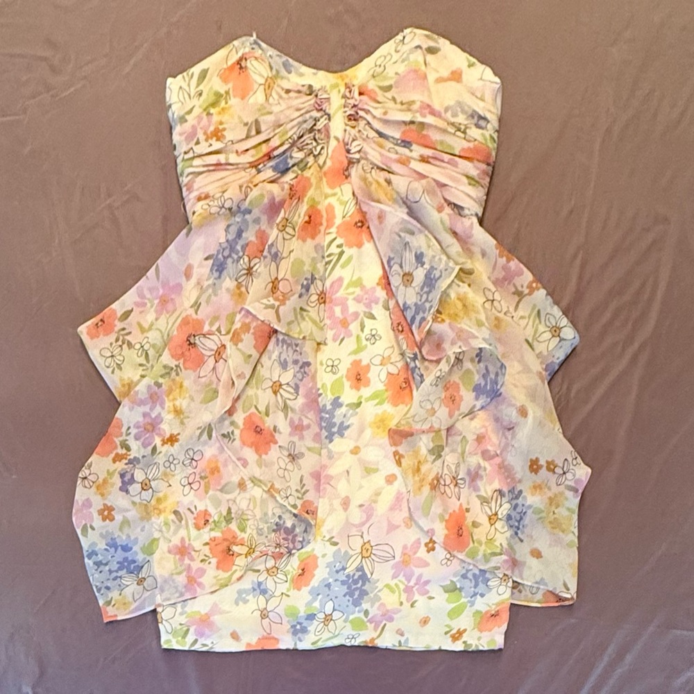JILL STUART Floral Sweetheart Strapless Mini Dress with Ruffles Size 2/XS $228 - Picture 13 of 13